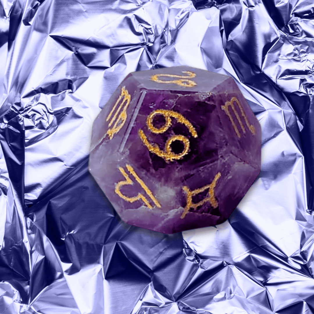 Dé Horoscope en Améthyste - Amethyst Zodiac Dice - The Witch Store