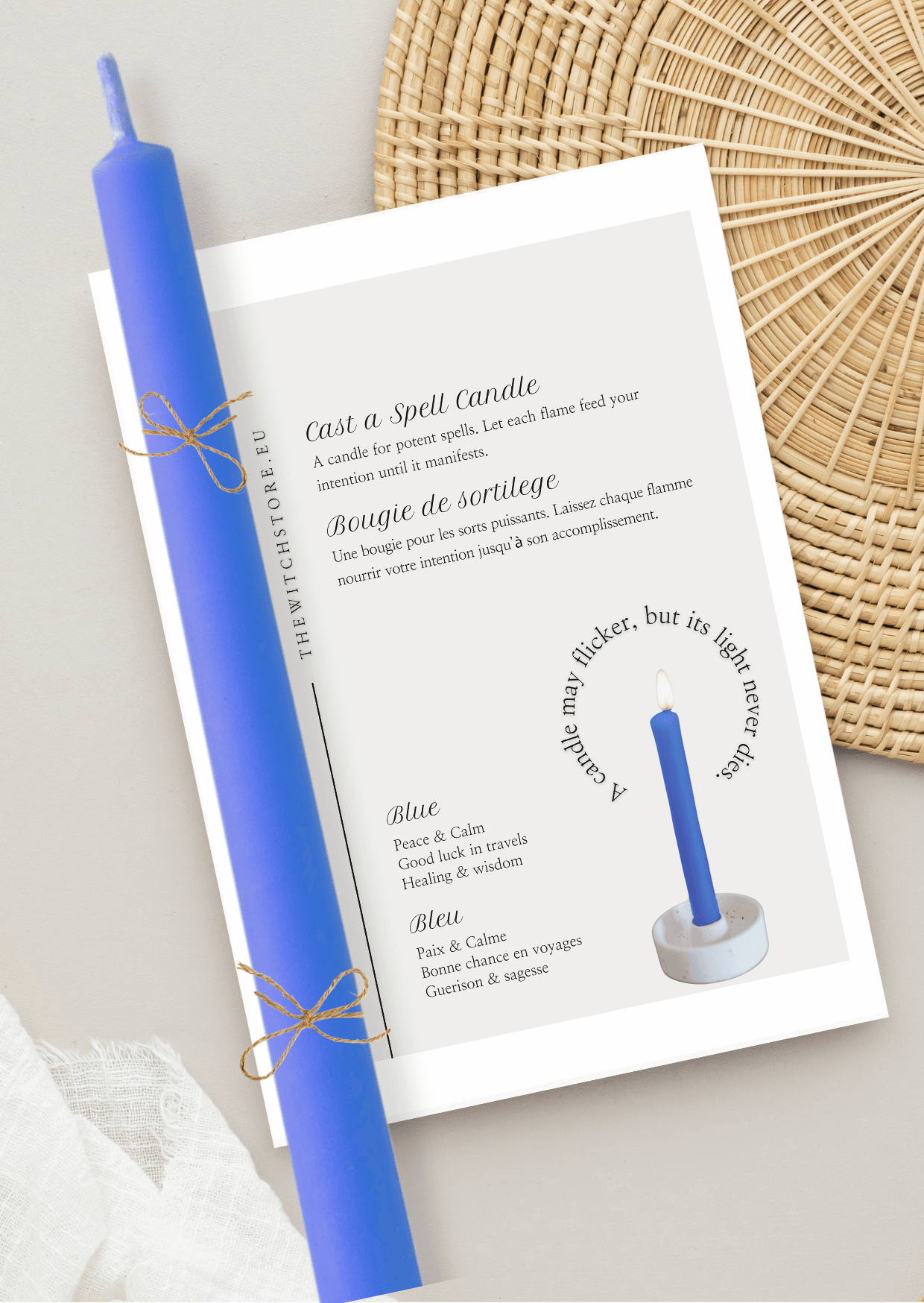 Bougie de sortilège – Bleu pour la paix – Cast a Spell Candle -Blue for peace - The Witch Store