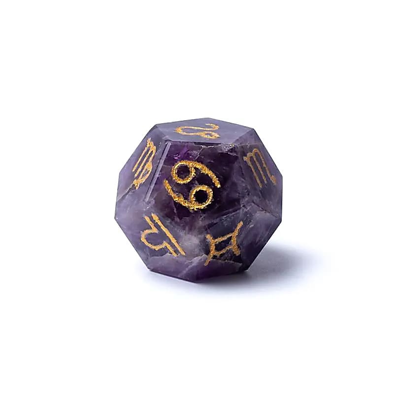 Dé Horoscope en Améthyste - Amethyst Zodiac Dice - The Witch Store